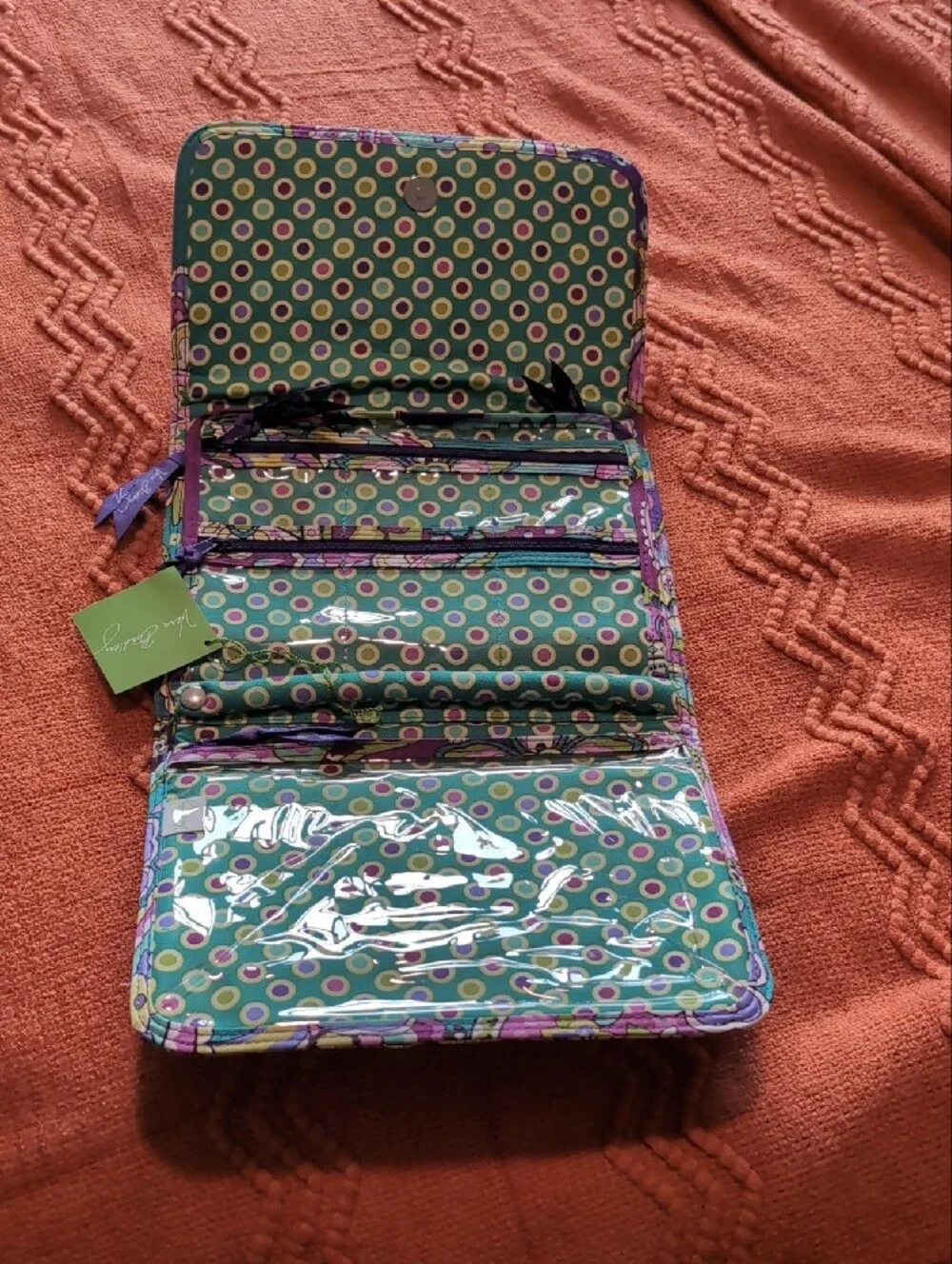 Vera Bradley Multicolor Purple Floral Quilted Fold-over Jewelry Vase